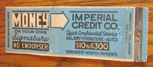 CHICAGO, ILLINOIS: IMPERIAL CREDIT CO. CUBIERTA DE CERILLAS DE LONGITUD COMPLETA -F10 - Imagen 1 de 2