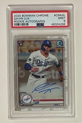2020 Bowman Chrome GAVIN LUX Rookie Auto PSA 9 MINT - Image 1 of 2