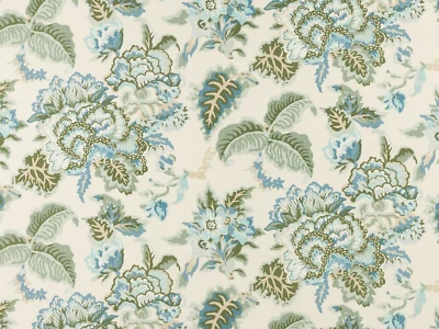 COWTAN & TOUT CURTAIN FABRIC DESIGN Palmerston 2.7 METRES BLUE/WILLOW 100% LINEN - Image 1 of 4