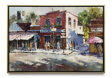 NY Art-Original Oil Painting of Street View On Canvas 24x36 Framed