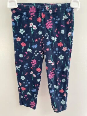 Child Of Mine Baby Girls Floral 100% Cotton Full Length Leggings Navy 3-6M - Image 1 of 4