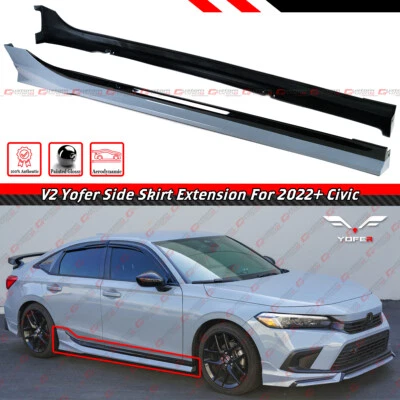 For 2022-2026 Honda Civic Yofer V2 Sonic Gray Black 2 Tone Side Skirt Extension - Image 1 of 4
