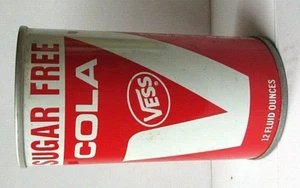 Vintage Sugar Free Vess Cola Soda Can Pull Tab 12 FL OZ Straight Steel Top Open - Picture 1 of 7