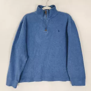 Polo Ralph Lauren maglione uomo grande blu quarto zip piccolo pony pullover casual - Foto 1 di 10