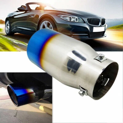 Car Exhaust Muffler Pipe Tail Half Blue Throat Large Caliber Tip Silencer Tube - Image 1 of 4
