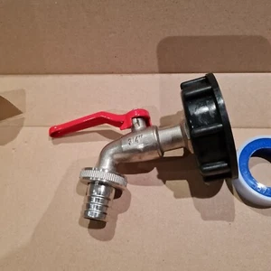 IBC mit Auslaufhahn 3/4" S60/2" Adapter Kappe Schlauchtülle Wasserhahn Container - Bild 1 von 3
