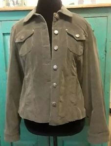 A.M.I. Women's Green Velvet Buttoned Jean Style Jacket Size L - Picture 1 of 4