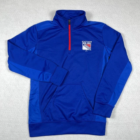 New York Rangers Sweater Mens Small Blue 1/4 Zip Pullover NHL Ice Hockey NY Cover