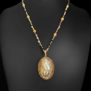 Natural shaped Baroque pearl necklace copper plated with 18K real gold - Picture 1 of 5