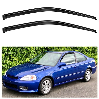 Para 96-00 Civic Coupe Estilo Delgado Visera Ventana Ventilación Lluvia Protector Deflector Foto 1 de 4