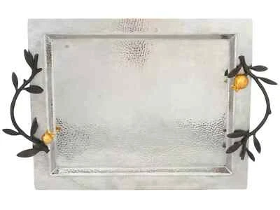 NEW MICHAEL ARAM POMEGRANATE  SERVING TRAY WITH 24K Gold  PLATED POMEGRANATE - Image 1 of 4
