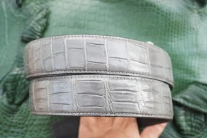 Gray Real Crocodile Leather Skin Men's Belt No-Jointed W 1.5" #G18 - Picture 1 of 7