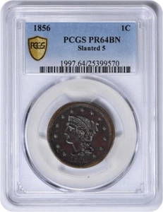 1856 Large Cent Slanted 5 PR64BN PCGS - Picture 1 of 4