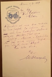 Lettera autografa di Ulrico Hoepli - Picture 1 of 1
