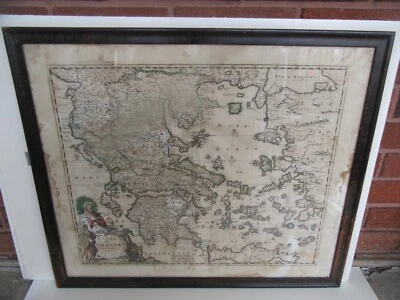 Antiguo mapa coloreado de Grecia del siglo XVII, Ellas Graecia Universa, F. De Wit Foto 1 de 4