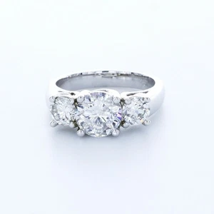4.37ct E-SI2 Round Natural Certified Diamonds 950 Plat. Classic Engagement Ring - Picture 1 of 20