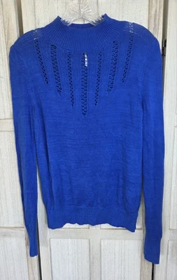 Suéter Free People para mujer punto cuello falso talla pequeña azul real Foto 1 de 4