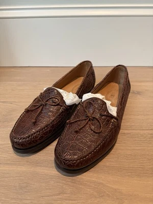 Maus & Hoffman 男式正品鳄鱼莫卡辛鞋,11 D 码,全新带盒 — 第 1/4 张图片