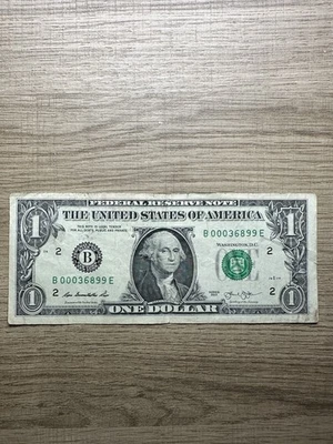 2013 $1 Dollar Bill Low Serial #B00036899 E - Image 1 of 2