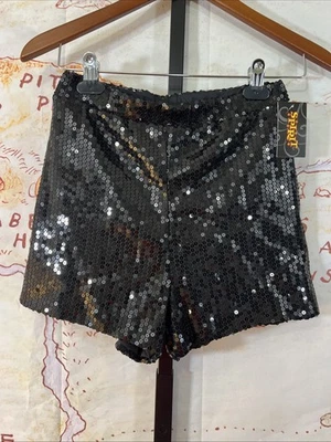 Spirit Halloween Pantalones Cortos de Lentejuelas Negros Adulto Mediano Brillante Disfraz Fiesta Baile Foto 1 de 4