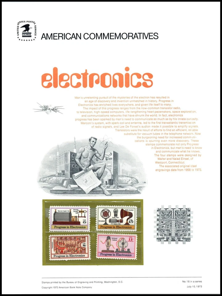 1973 Electronics Progress CP18 commemorative panel  MNH Sc 1500-1502 C86 airmail - Image 1 of 1