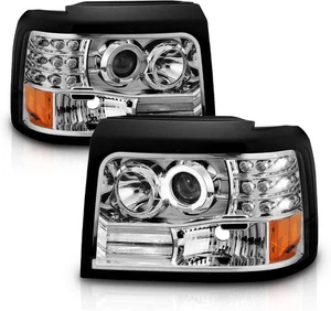 Chrome Projector Halogen Car Headlights Halo For Ford F-150/F-250/Bronco - Passe - Bild 1 von 8