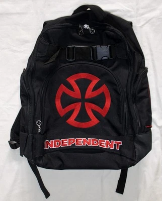 Mochila vintage Independent Trucks negra roja correas de monopatín logotipo bordado Foto 1 de 4