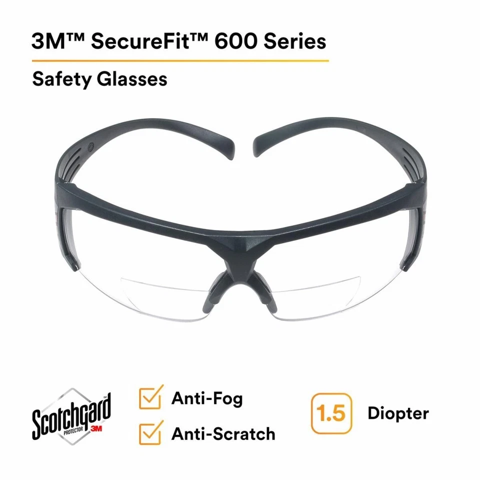 3M SecureFit Safety Glasses SF615SGAF, Clear Anti-Fog  Lens 1.5 Diopter (20Pack) - Image 1 of 4
