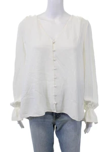 Joie Womens Button Front Long Sleeve V Neck Bolona Shirt White Size Extra Large - Picture 1 of 5