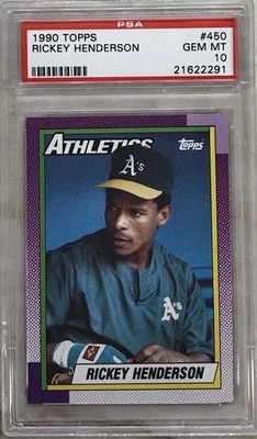 Rickey Henderson 1990 Topps #450 PSA 10 Foto 1 de 2