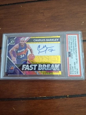 2018 Optic Charles Barkley Fast Break Signature Gold /10 PSA 8.5 Auto 9 - Image 1 of 3