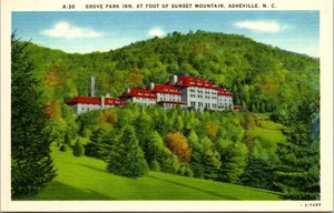 Postcard NC Asheville Grove Park Inn Foot of Sunset Mountain North Carolina - Picture 1 of 2