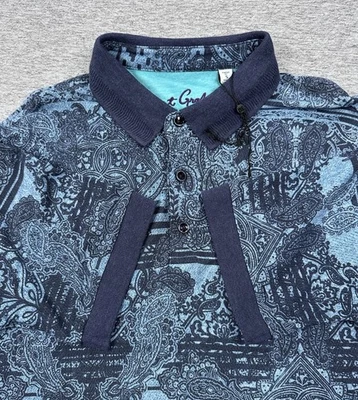 Camisa Polo Robert Graham Para Hombre Pequeña Azul Cachemira Calce Clásico Algodón Modal City Foto 1 de 4