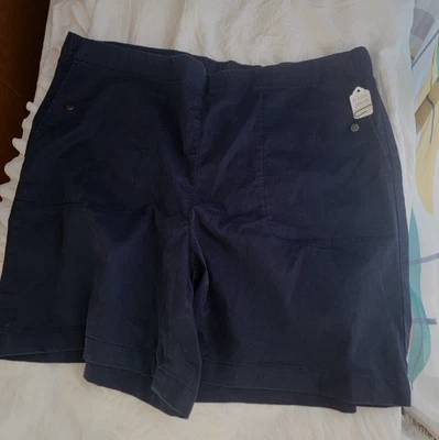 Pantalones Cortos J. Jill Love Lino Azul Marino Cintura Elástica Talla XXL Bolsillos Nuevos sin Etiquetas Foto 1 de 4