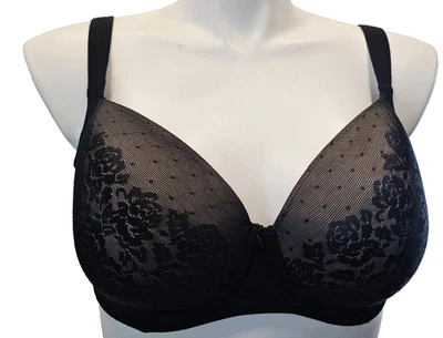 Soma 38D Black Lace Stunning Support Full Coverage Bra Underwire Nylon Spandex - Image 1 of 4