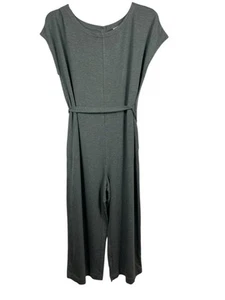 J. Jill Jersey Strick Moosgrün Kurzarm Gürtel Weites Bein Weich Capri Jumpsuit LP - Bild 1 von 16
