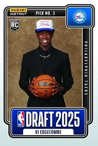 2025-26 Panini Instant NBA Draft Night #3 VJ Edgecombe RC Rookie 76ers - QTY - Picture 1 of 1