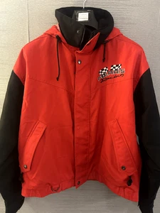 VINTAGE POLARIS RACING SNOWMOBILE HEAVY PADDED RED/BLACK JACKET/COAT- MENS XL - Picture 1 of 6