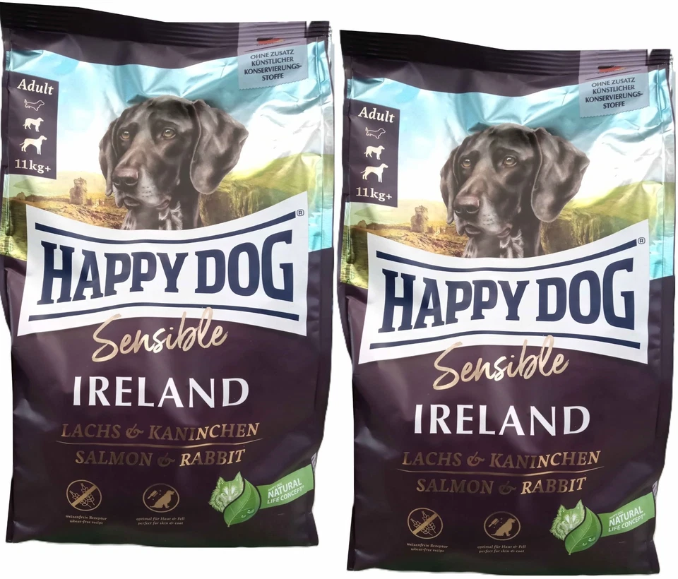2 x 4 kg Happy Dog Sensible Ireland Lachs & Kaninchen (€ 6,24/kg) Hundefutter - Bild 1 von 4