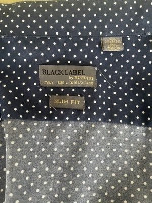 Camisa Italiana Ruffini Etiqueta Negra Para Hombre L 16 34 35 Calce Ajustado Manga Larga  Foto 1 de 3