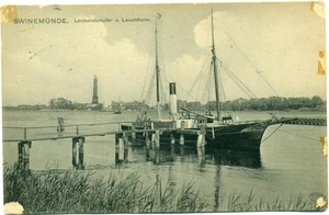 1910s SWINEMUNDE, GERMANY, STEAMER, DAMPFER, STEAMBOAT POSTCARD - Picture 1 of 1