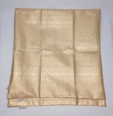 Set Of 2 Gold Faux Snakeskin Leather Throw Pillow Covers 17" Square - Image 1 of 4