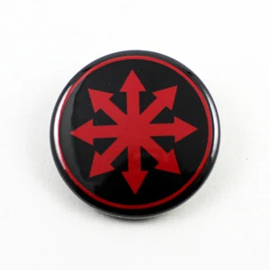 CHAOS Star 1 1/4 Inch Button Red/Black - Moorcock GWAR Punk Metal Symbol - Picture 1 of 2
