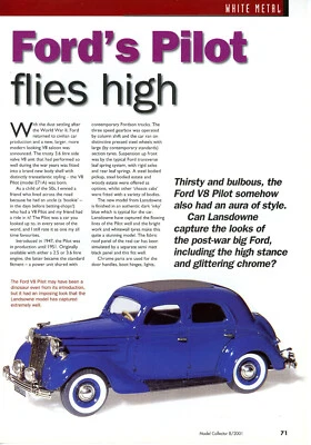 Ford V8 Pilot Lansdown modelo metal blanco artículo 1 página lateral y broca Brooklin A Foto 1 de 2