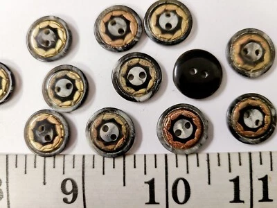 VINTAGE BUTTONS SET OF 11 GREY PEARL GOLD TUZ3294 LAST! - Image 1 of 2