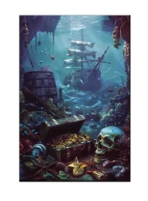 Cuadro impreso al óleo de barco pirata impreso en lienzo, regalos para él decoración de pared del hogar Foto 1 de 4