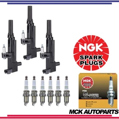 3x Bobina de encendido y 6x Bujía NGK para Dodge Durango Jeep Mitsubishi Ram Foto 1 de 4