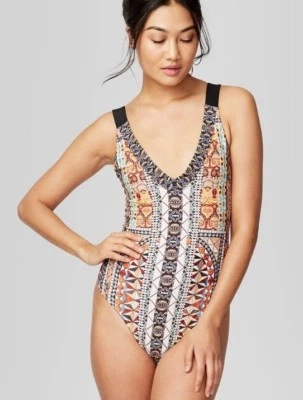 Traje de baño Rachel Roy Tribal Sands correa trasera 1 pieza Maillot talla S 2-4 nuevo con etiquetas $118 Foto 1 de 4