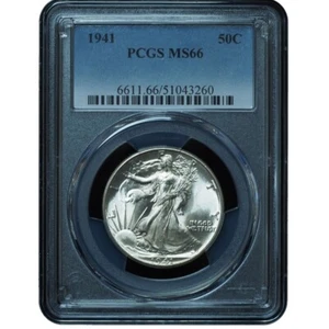 1941 Walking Liberty Half Dollar MS66 PCGS - Fresh From Original Mint Rolls - Picture 1 of 3