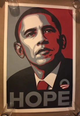 RARO PÓSTER IMPRESO ORIGINAL DE LA CAMPAÑA DNC DE SHEPARD FAIREY " OBAMA HOPE" ¡RARO! Foto 1 de 4